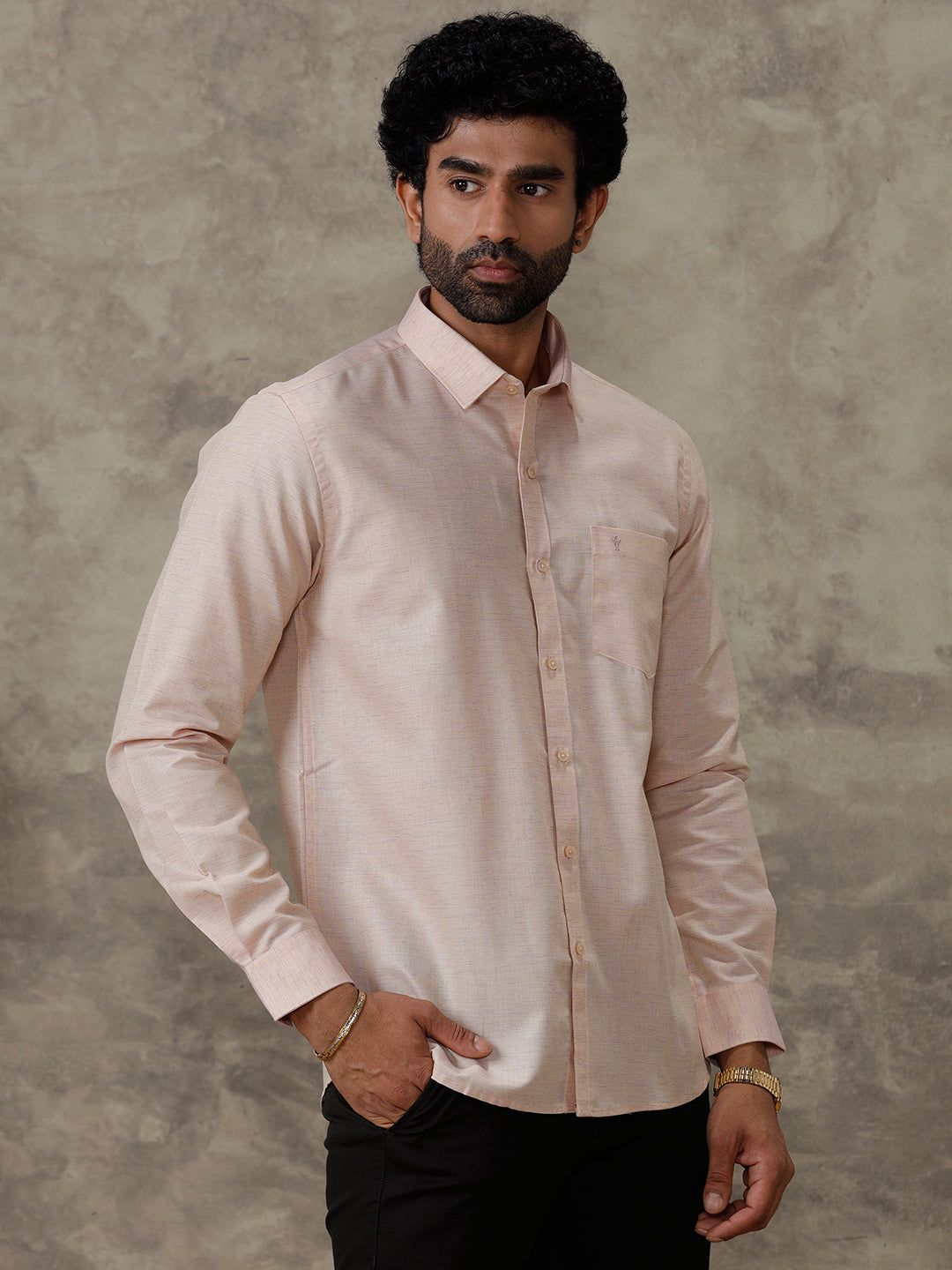 Men Cotton Rich Full Sleeves Shirt Light Brown Trendy 8 Yh3 image 2