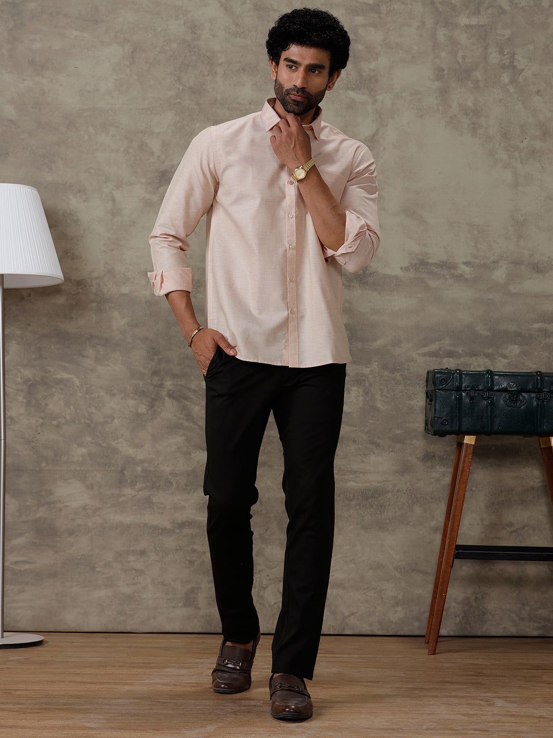 Men Cotton Rich Full Sleeves Shirt Light Brown Trendy 8 Yh3 image 3