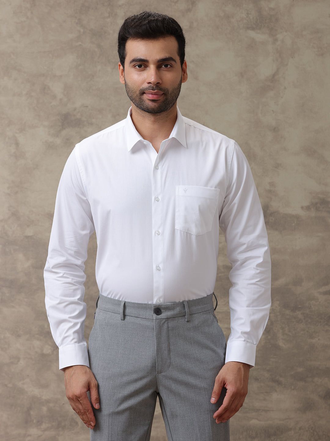 Men Cotton Rich Wrinkle Free Full Sleeves White Shirt Rubio