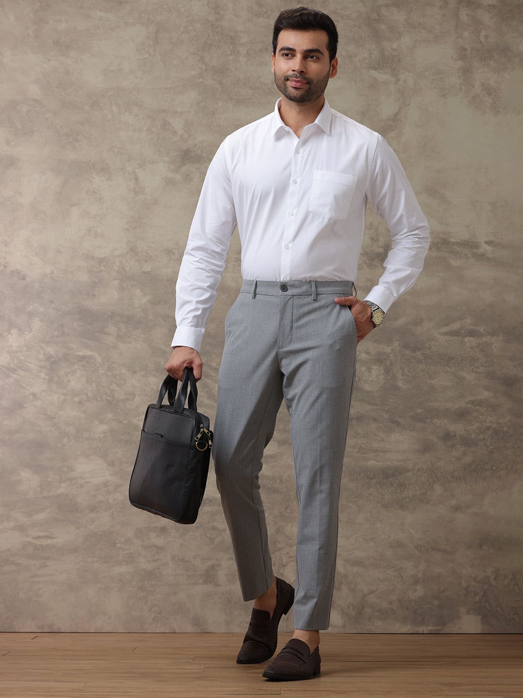 Men Cotton Rich Wrinkle Free Full Sleeves White Shirt Rubio image 2