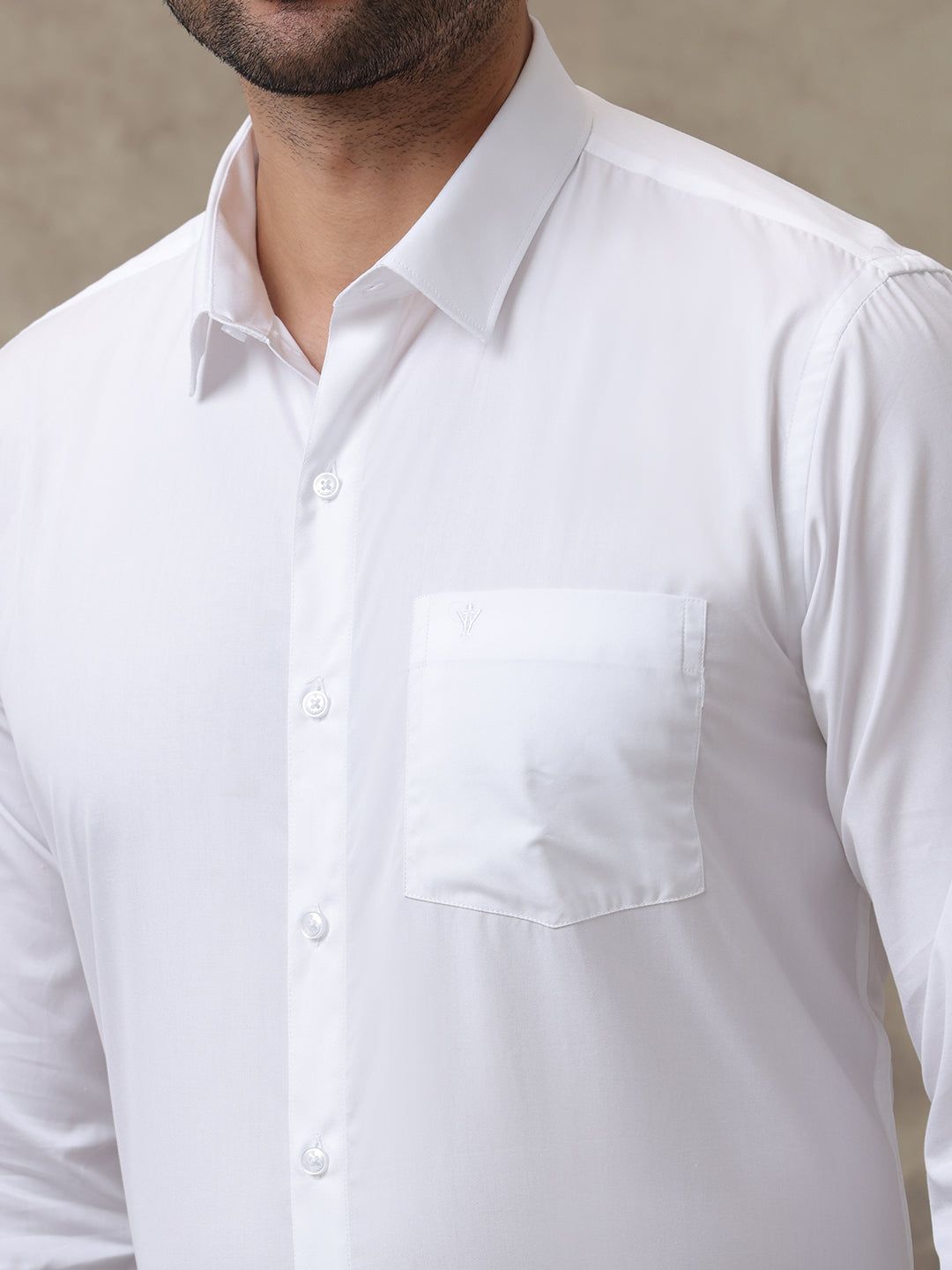 Men Cotton Rich Wrinkle Free Full Sleeves White Shirt Rubio image 3