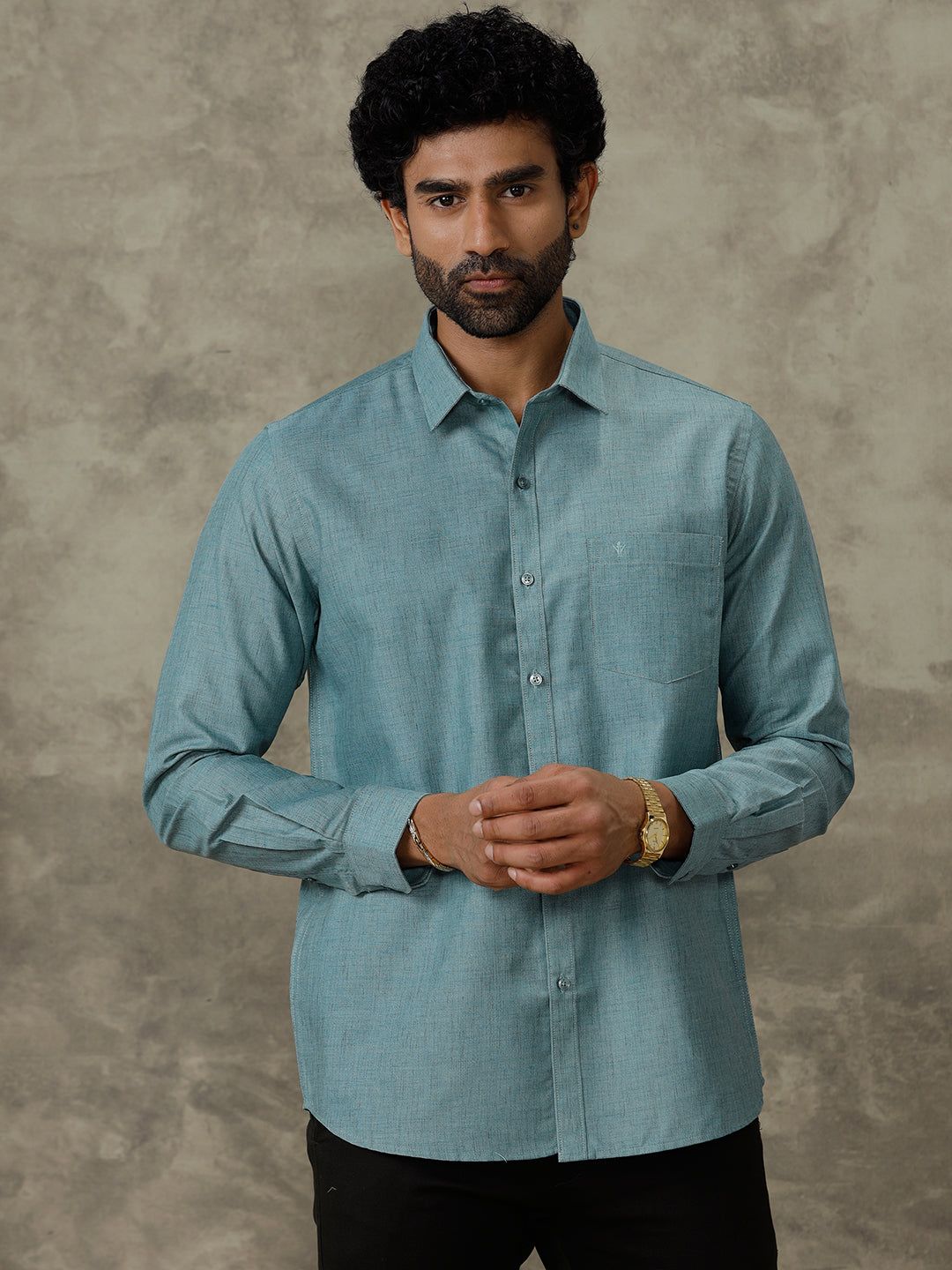 Men Cotton Rich Full Sleeves Shirt Pine Green Trendy 8 Yh5