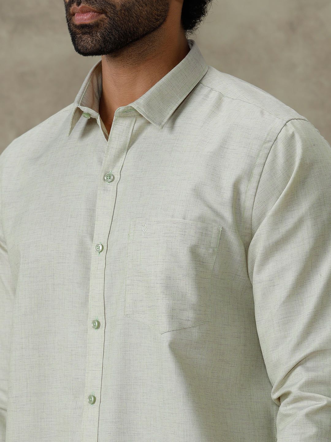 Men Cotton Rich Full Sleeves Shirt Green Trendy 8 Yh1 image 3