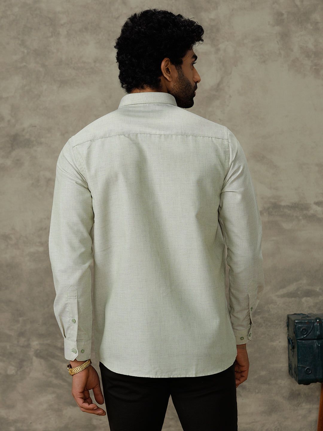 Men Cotton Rich Full Sleeves Shirt Green Trendy 8 Yh1 image 5