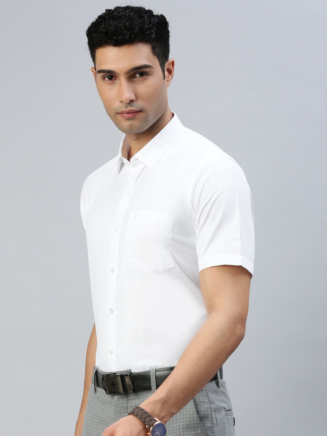 Men Cotton Rich Half Sleeves White Shirt Wewin New image 2