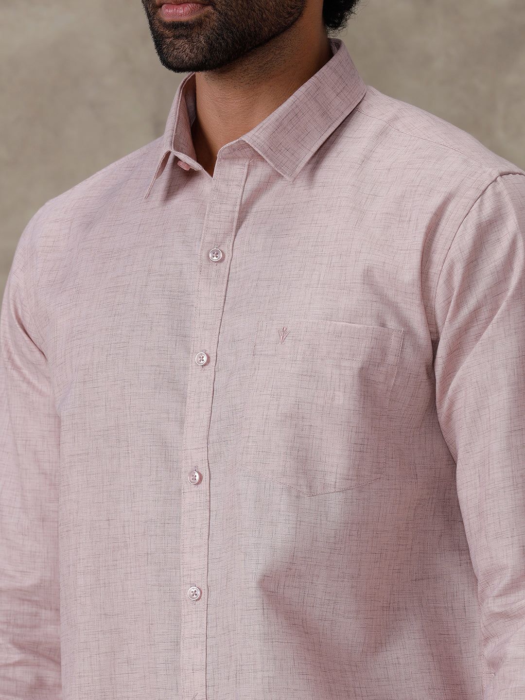 Men Cotton Rich Full Sleeves Shirt Pinky Brown Trendy 8 Yh7 image 3