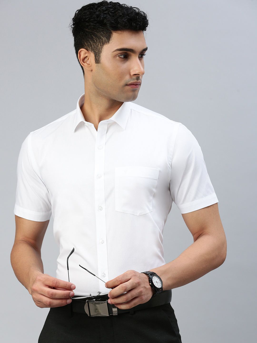 Men 100% Cotton Half Sleeves White Shirt Winner image 2