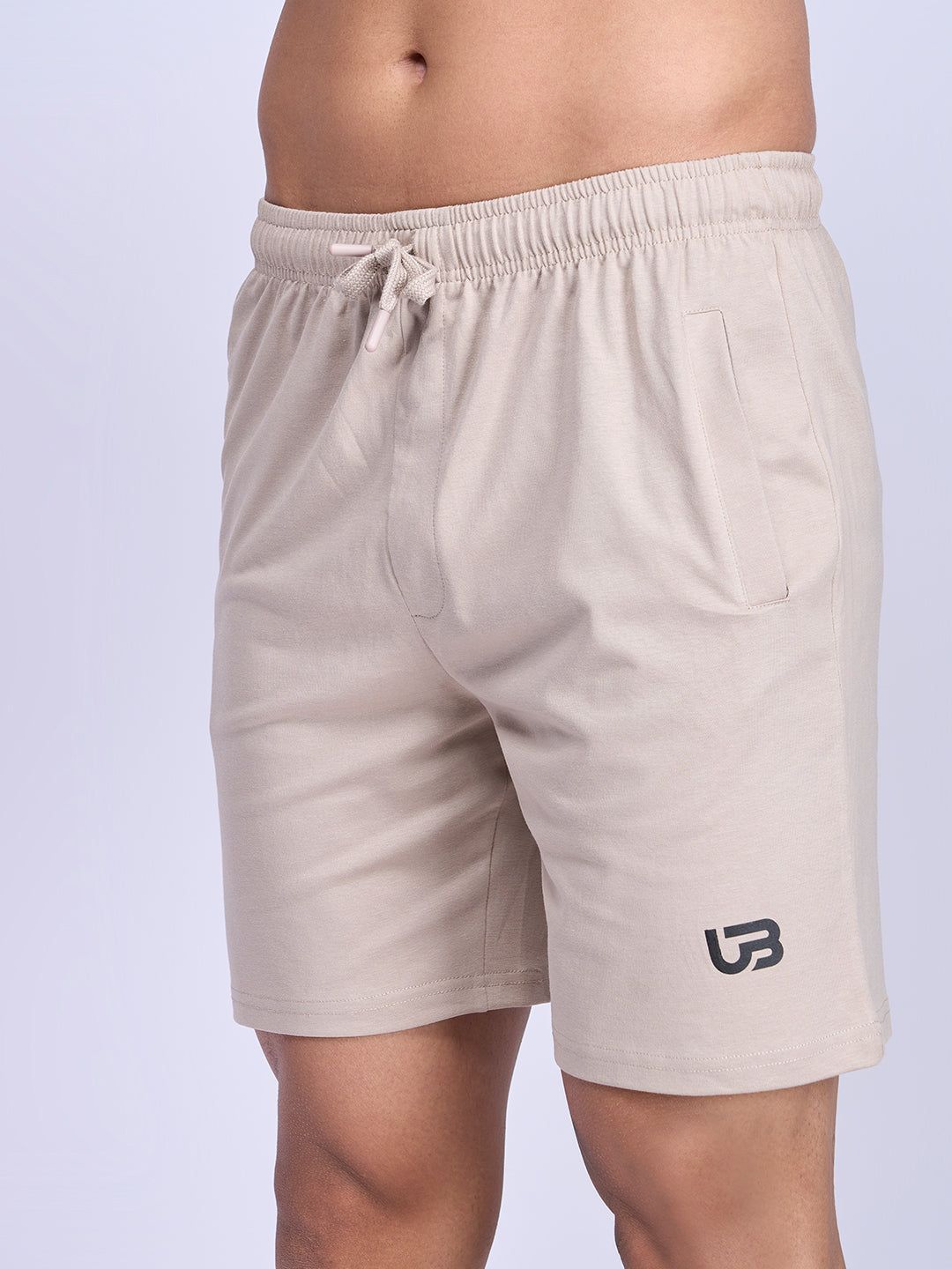 Men Combed Cotton Rich Agile Shorts Beige Ags6 image 2