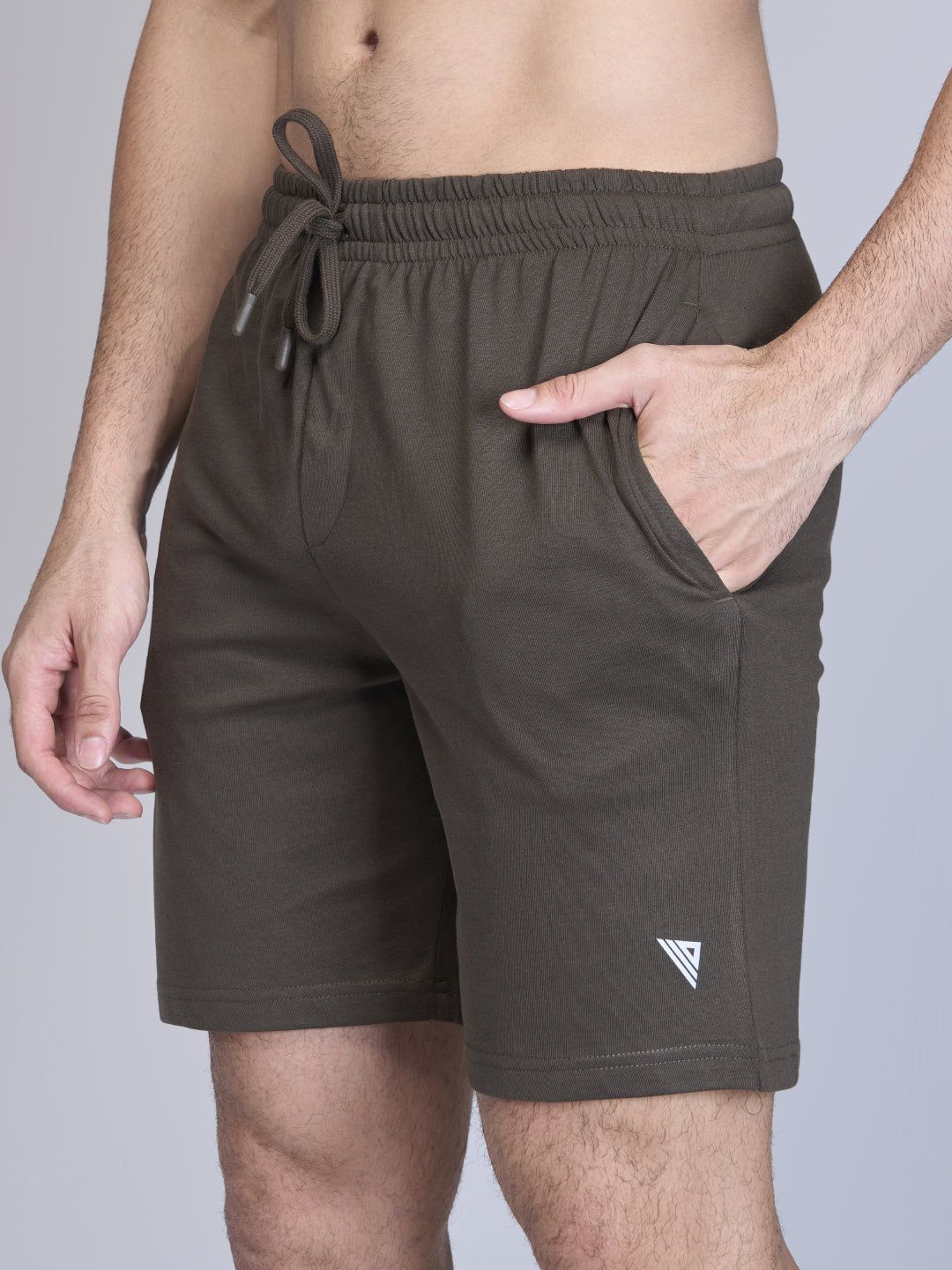 Men Combed Cotton Rich Expert Shorts Olive Green Es7