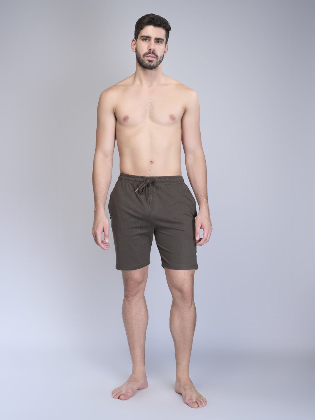 Men Combed Cotton Rich Expert Shorts Olive Green Es7 image 2