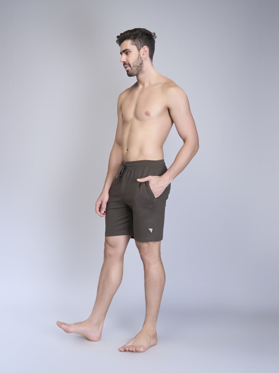 Men Combed Cotton Rich Expert Shorts Olive Green Es7 image 5