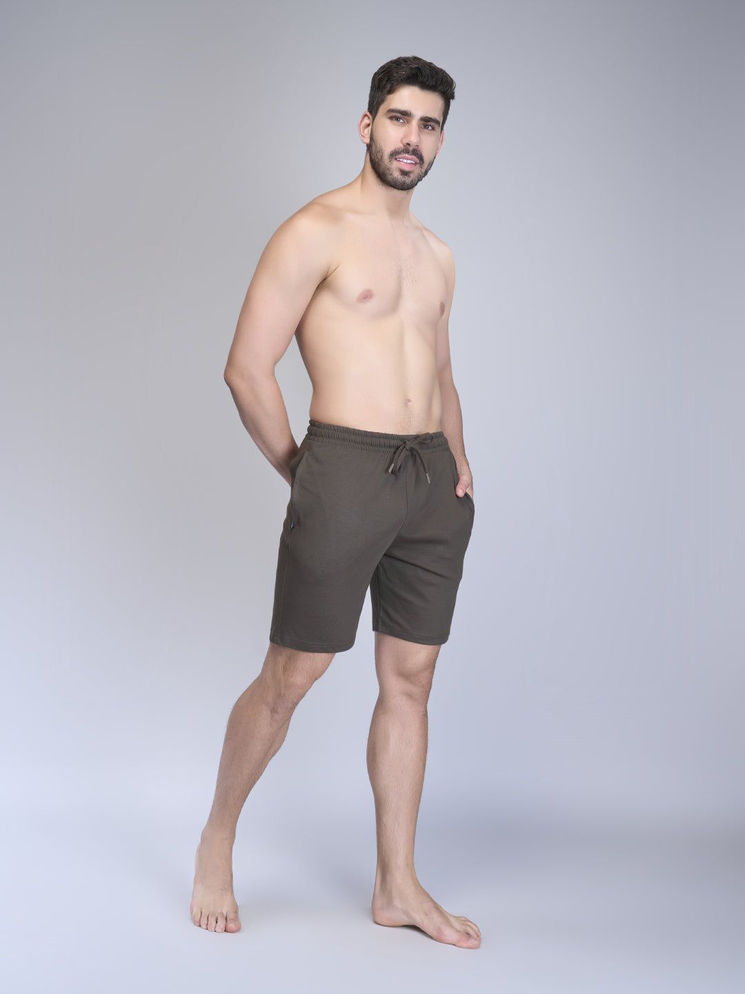 Men Combed Cotton Rich Expert Shorts Olive Green Es7 image 6