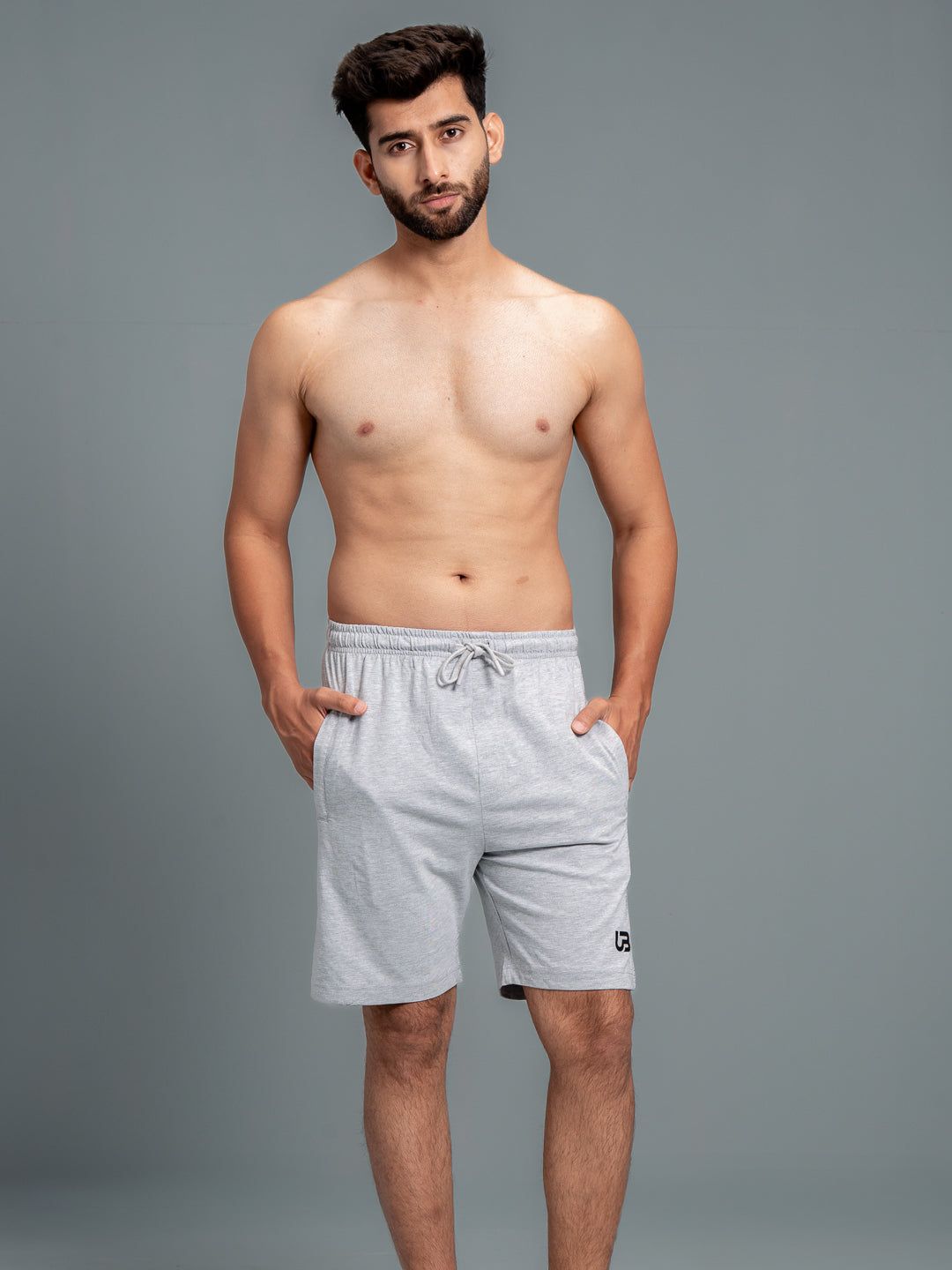 Men Combed Cotton Rich Agile Shorts Grey Melange Ags1 image 2