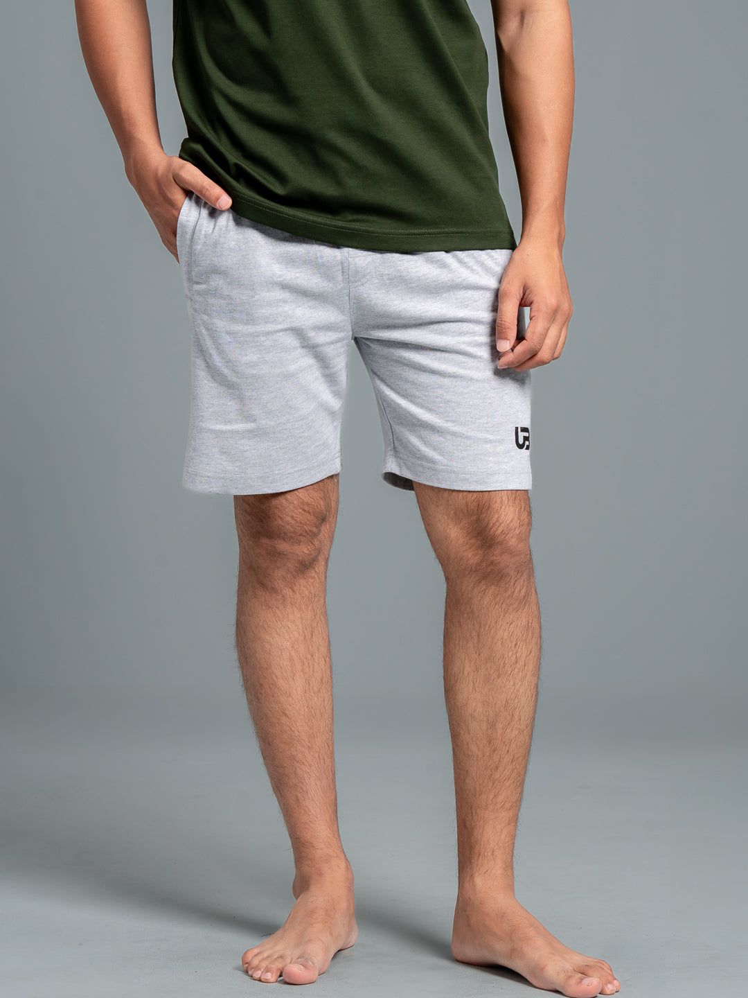 Men Combed Cotton Rich Agile Shorts Grey Melange Ags1 image 4