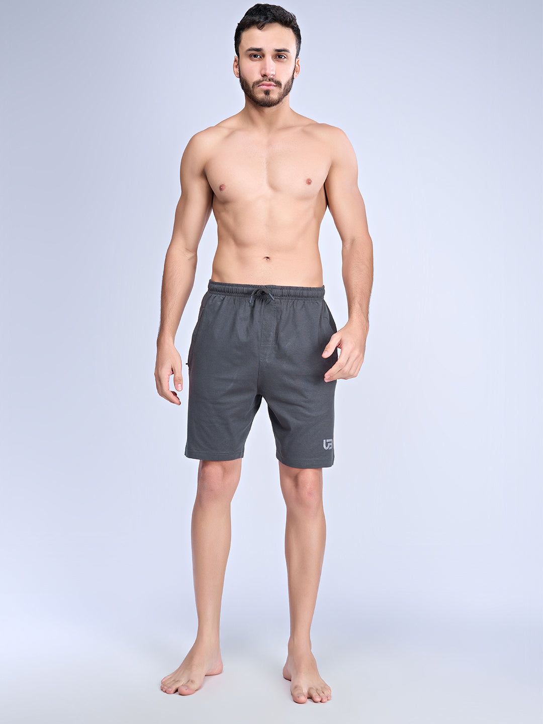 Men Combed Cotton Rich Agile Shorts Dark Grey Ags2 image 4