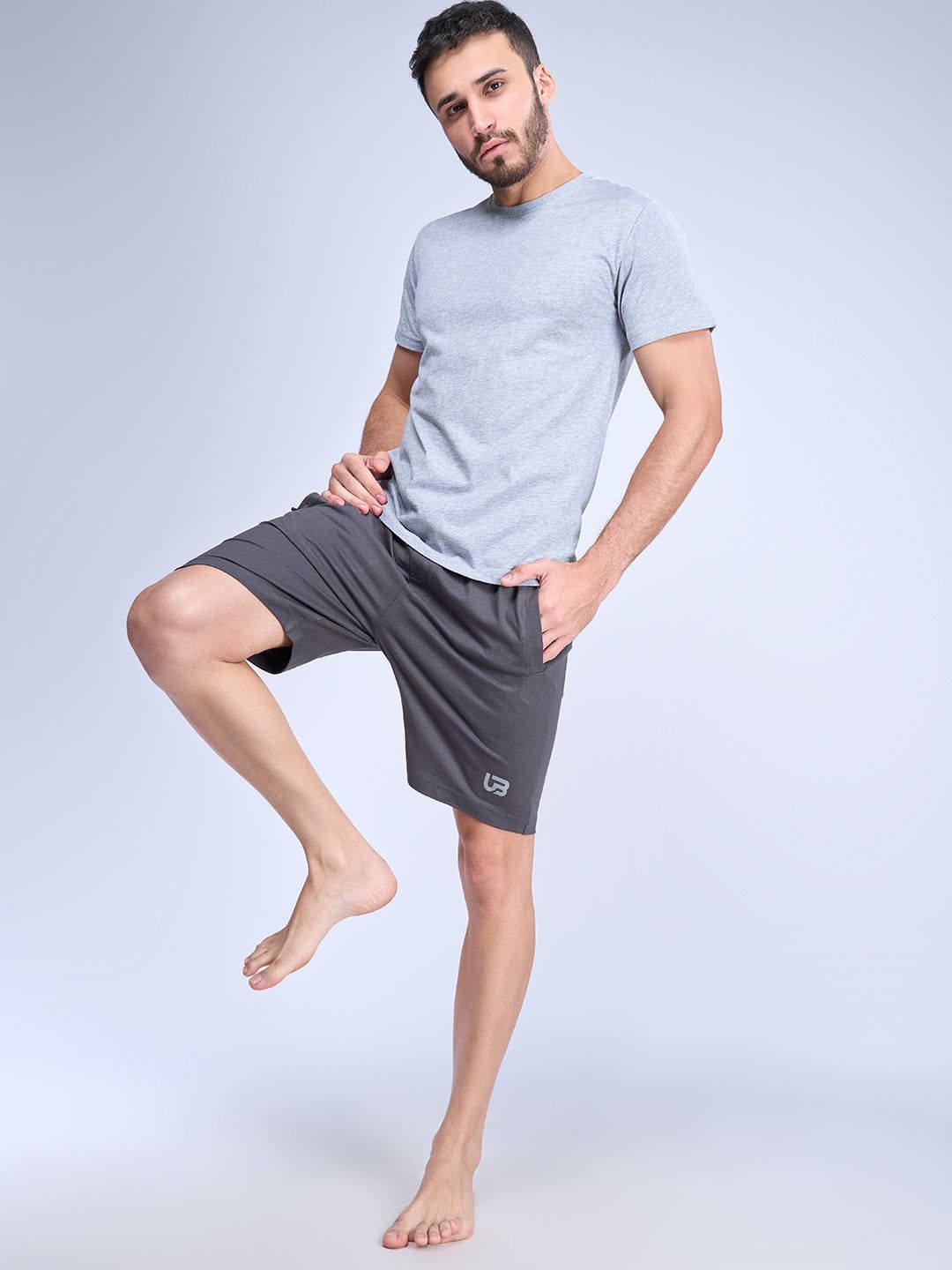 Men Combed Cotton Rich Agile Shorts Dark Grey Ags2 image 5