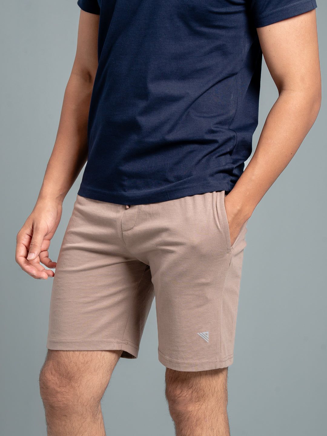 Men Combed Cotton Rich Expert Shorts Taupe Brown Es9 image 3