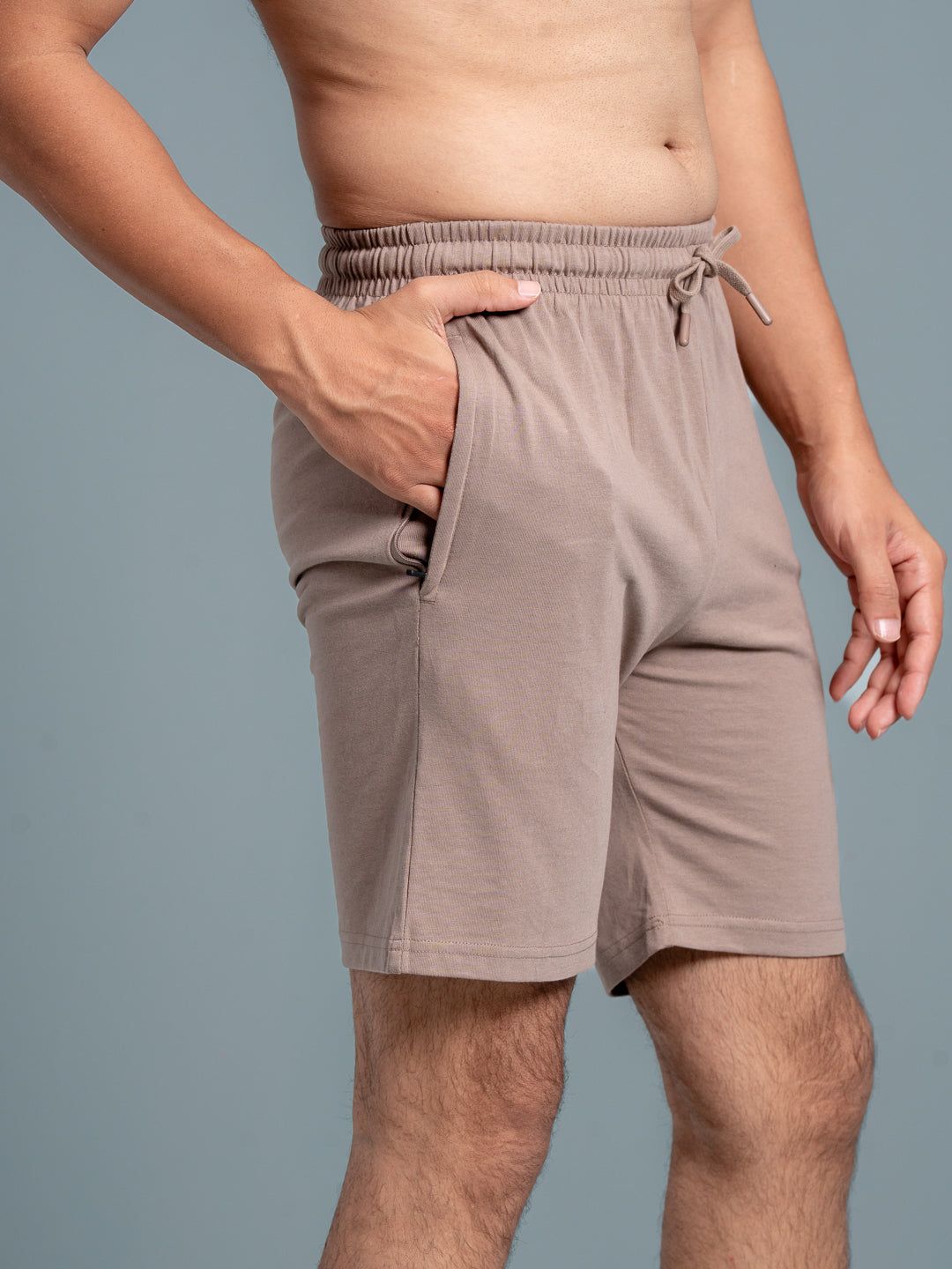 Men Combed Cotton Rich Expert Shorts Taupe Brown Es9 image 5