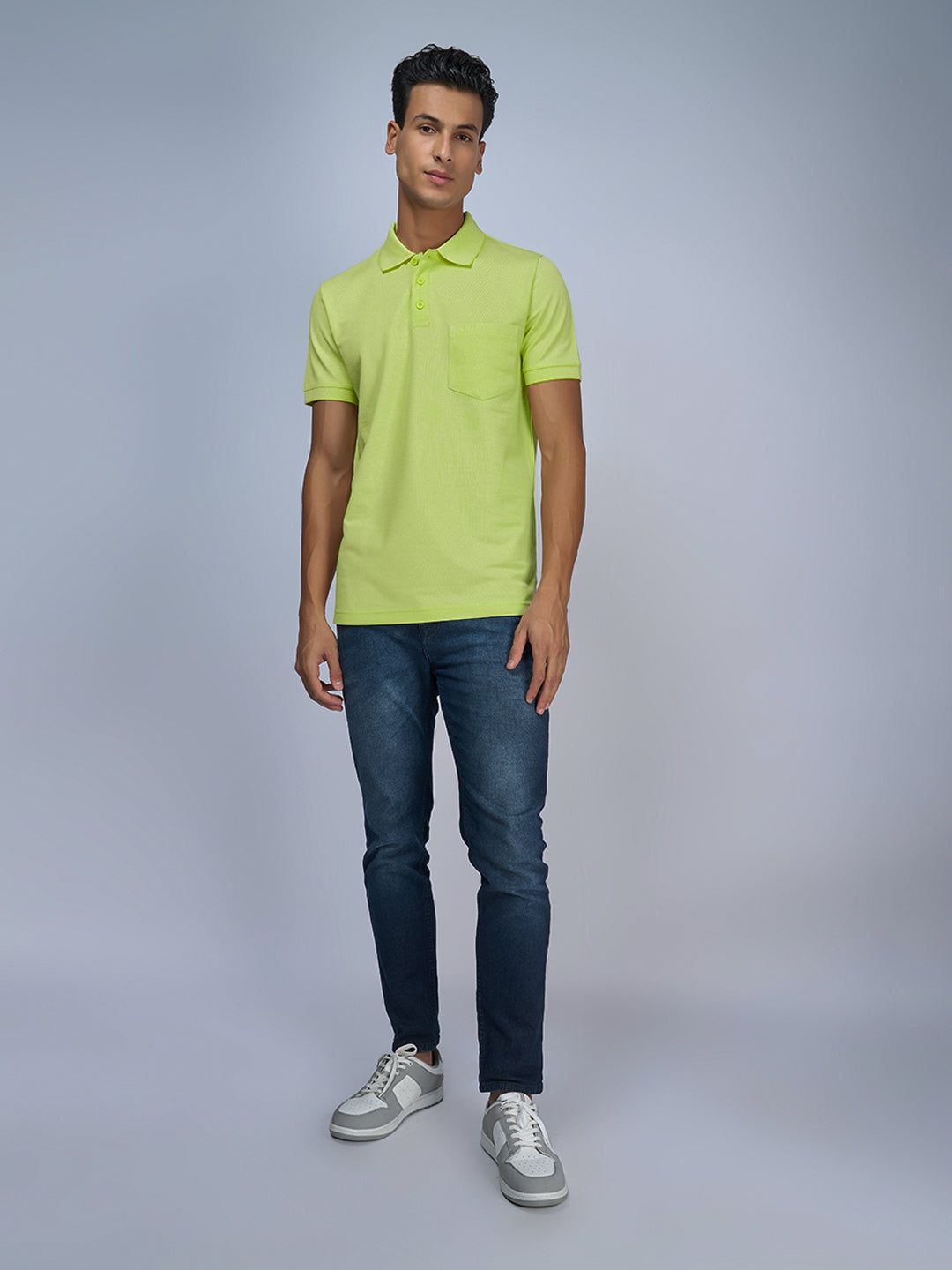 Men's Cotton Rich Pique Polo Green image 2