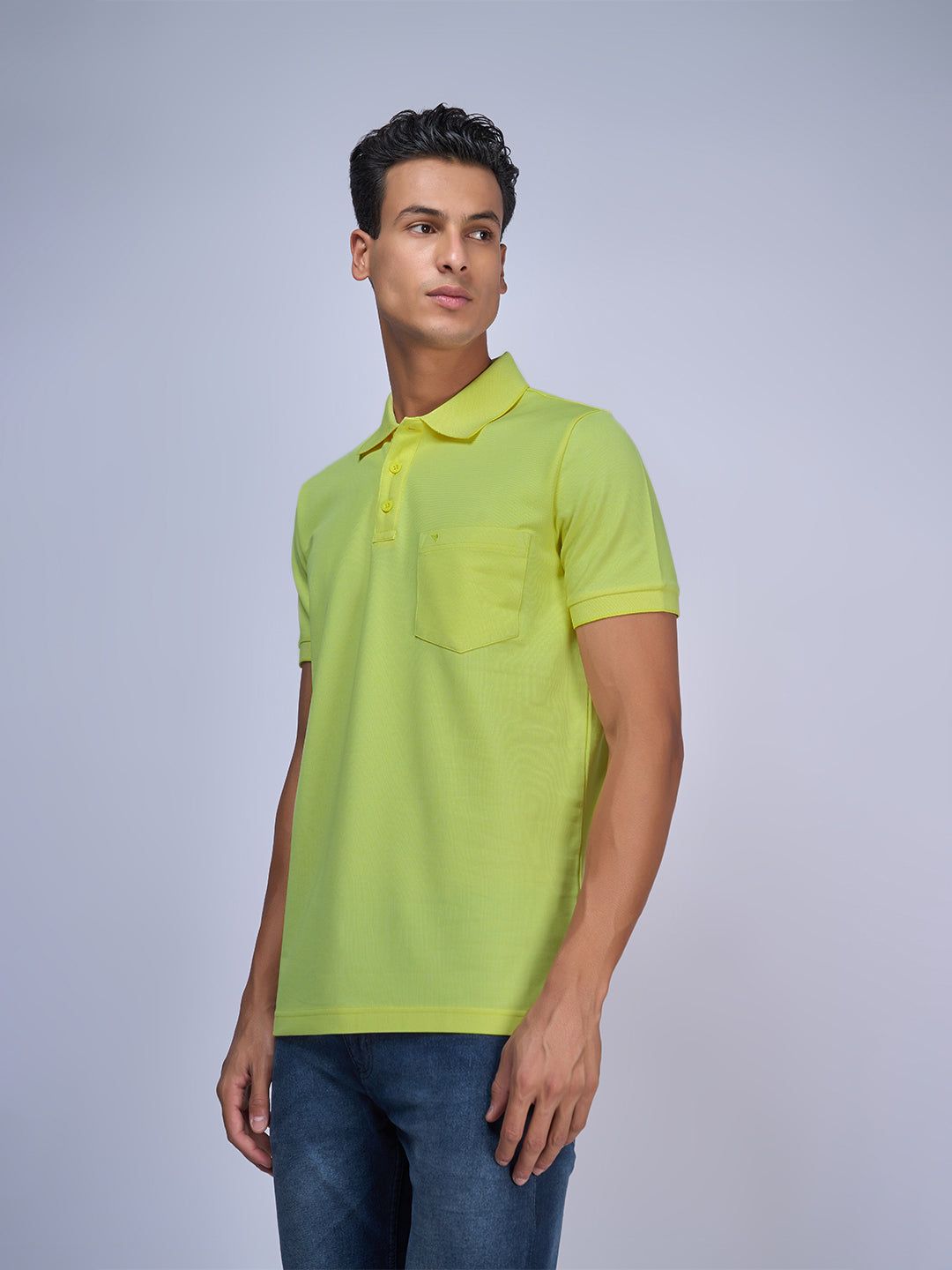 Men's Cotton Rich Pique Polo Green image 3