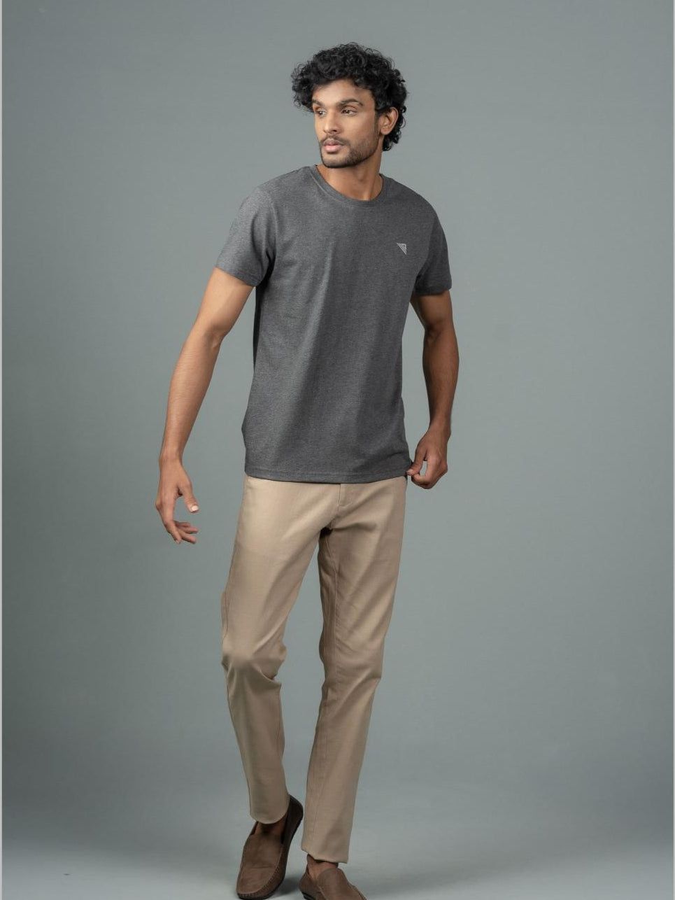Men's 100% Cotton Crew Neck Charcoal image 2
