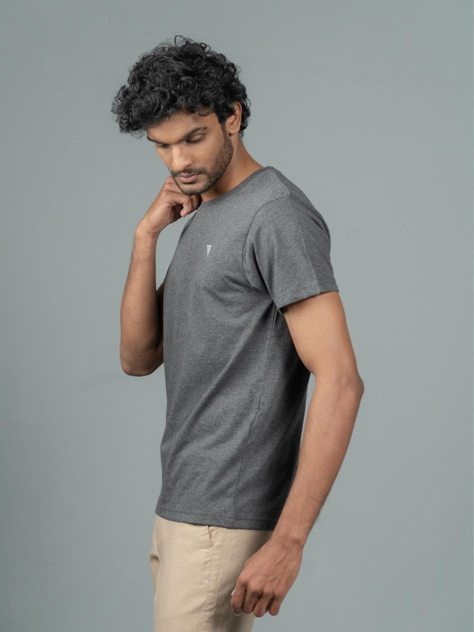Men's 100% Cotton Crew Neck Charcoal image 6