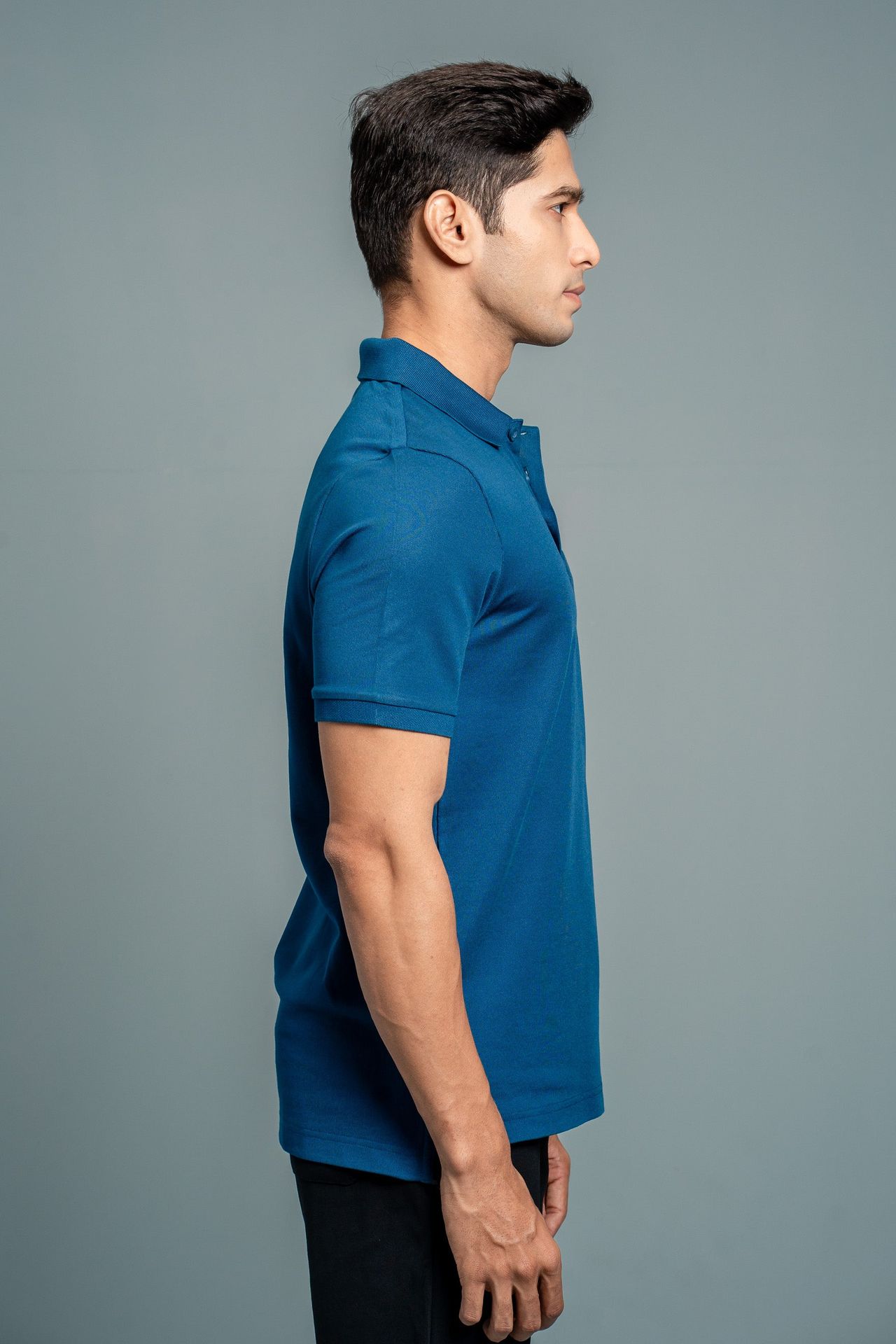 Men's Cotton Rich Pique Polo Blue image 4