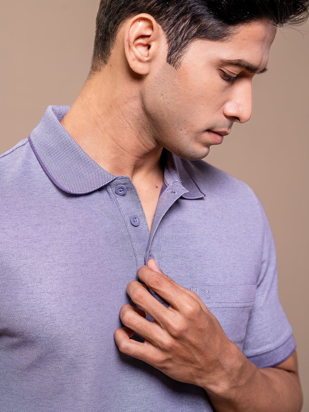 Men's Cotton Rich Pique Polo Violet image 3