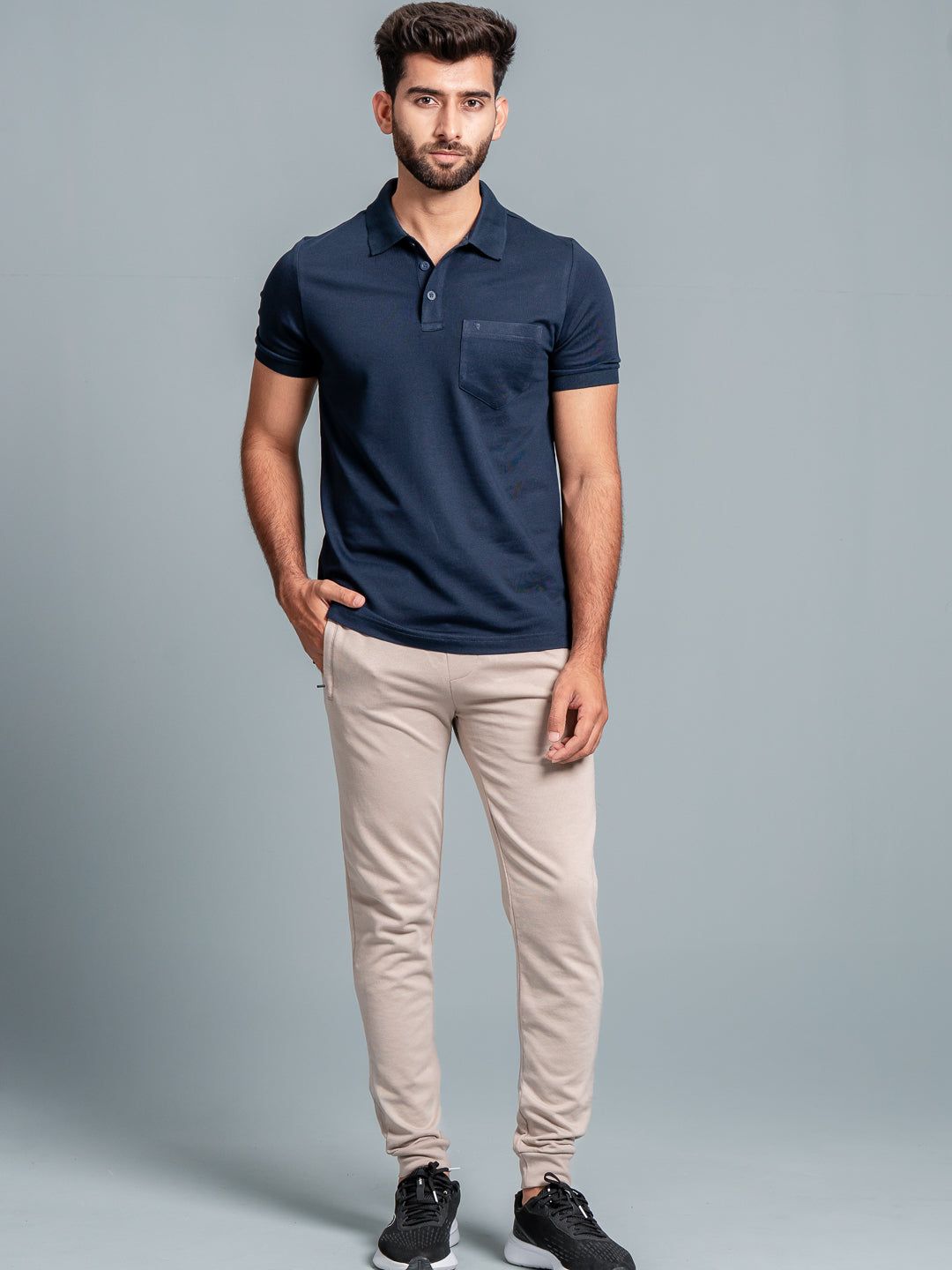 Men's Cotton Rich Pique Polo Navy image 2