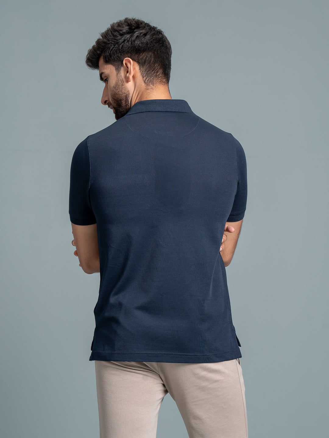 Men's Cotton Rich Pique Polo Navy image 5