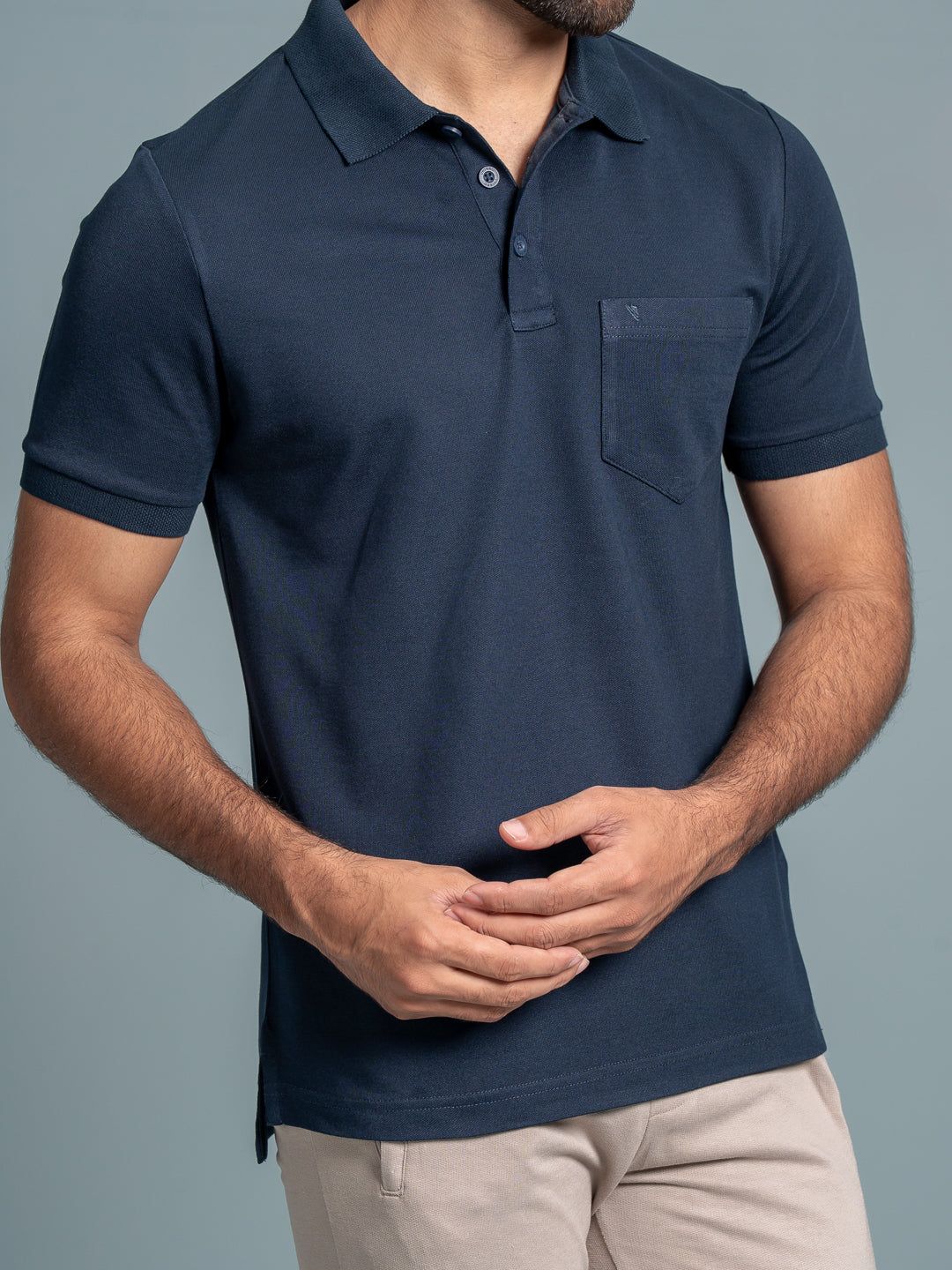 Men's Cotton Rich Pique Polo Navy image 6