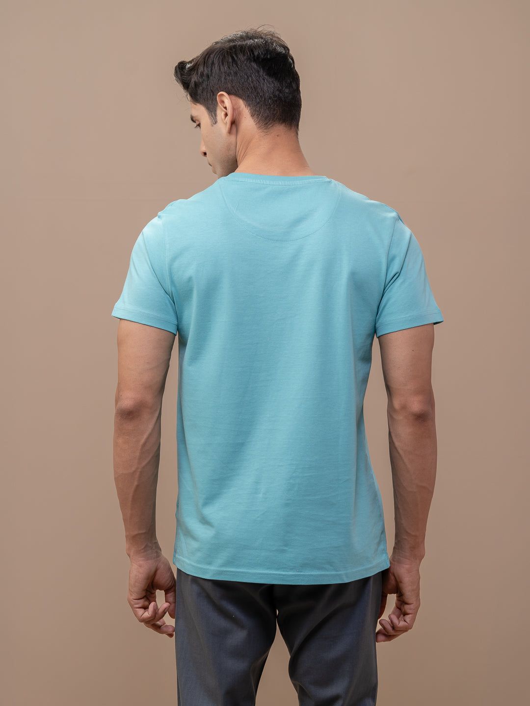 Men's 100% Cotton Crew Neck Auqa image 4