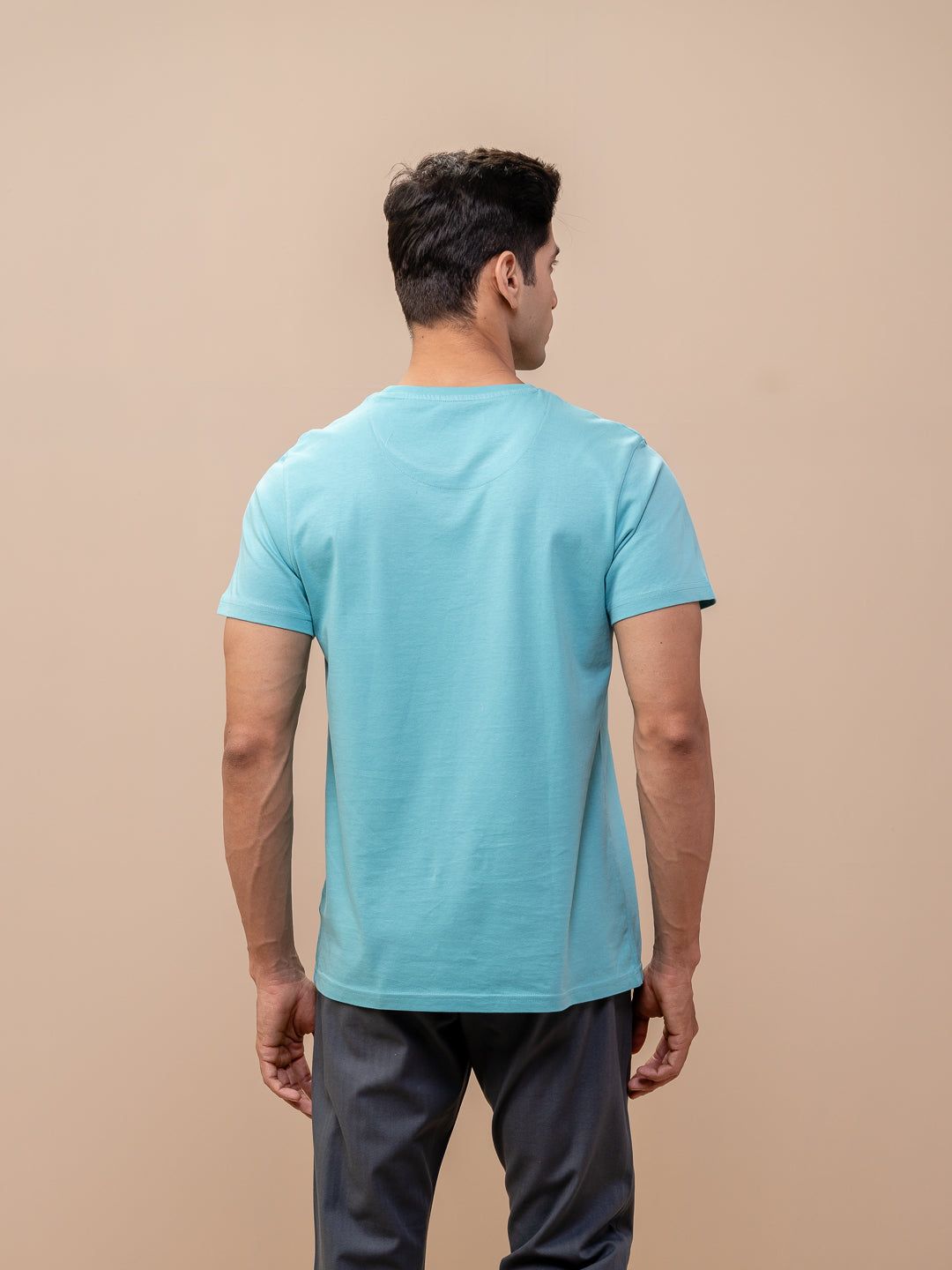 Men's 100% Cotton Crew Neck Auqa image 5