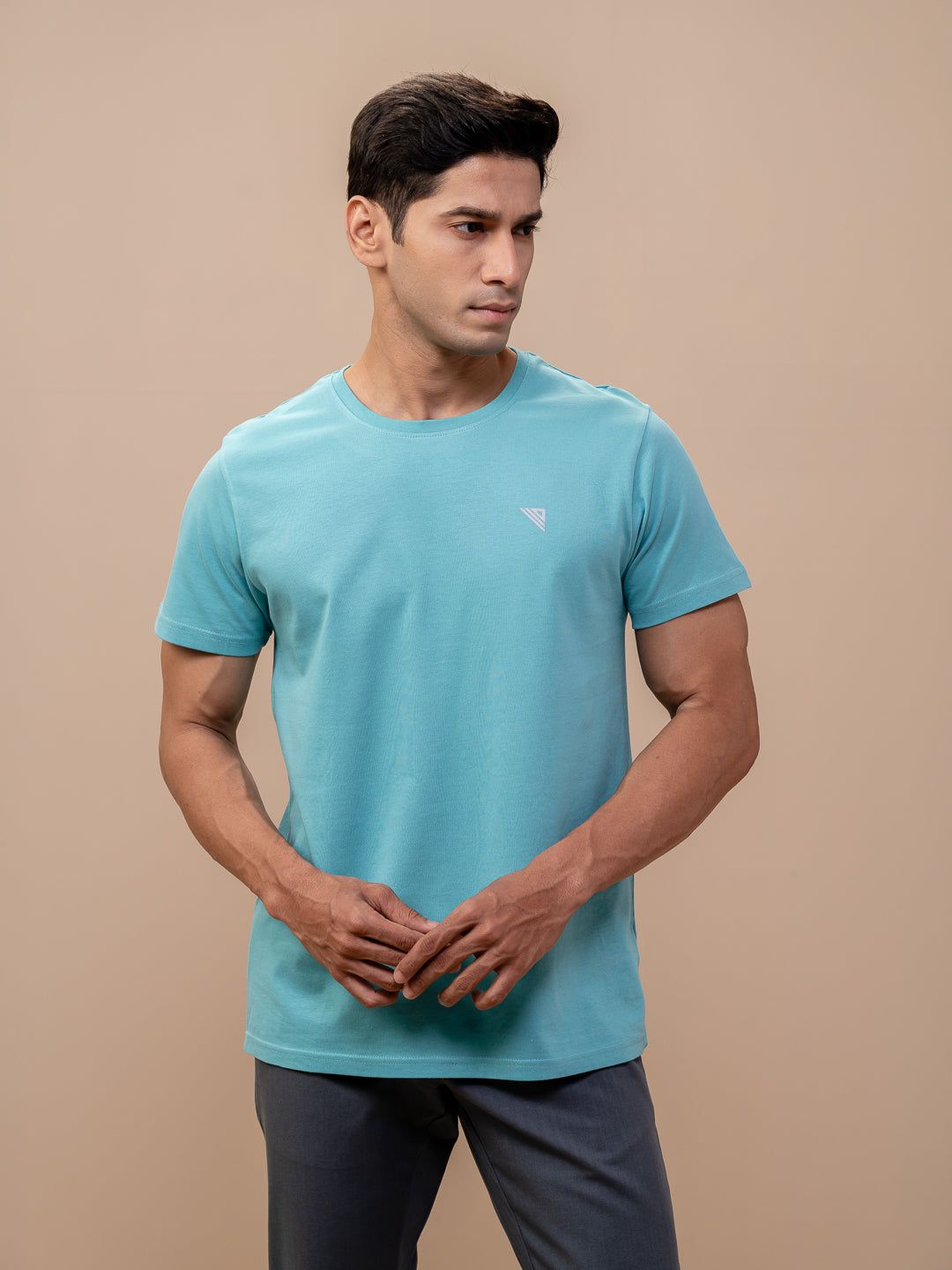 Men's 100% Cotton Crew Neck Auqa image 6