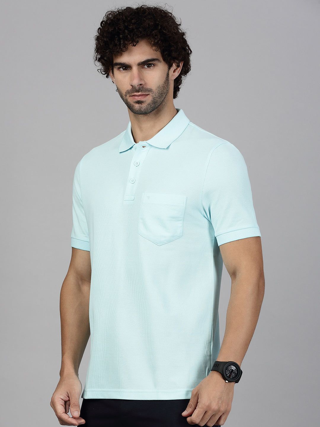 Men's Cotton Rich Pique Polo Aqua Marine Blue
