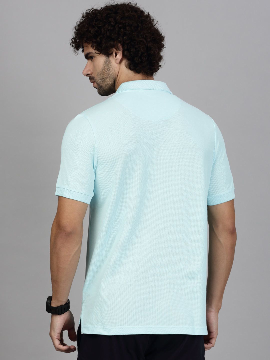 Men's Cotton Rich Pique Polo Aqua Marine Blue image 4