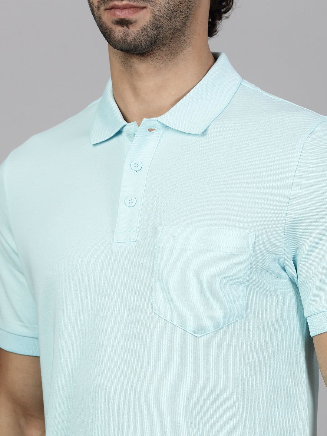 Men's Cotton Rich Pique Polo Aqua Marine Blue image 5