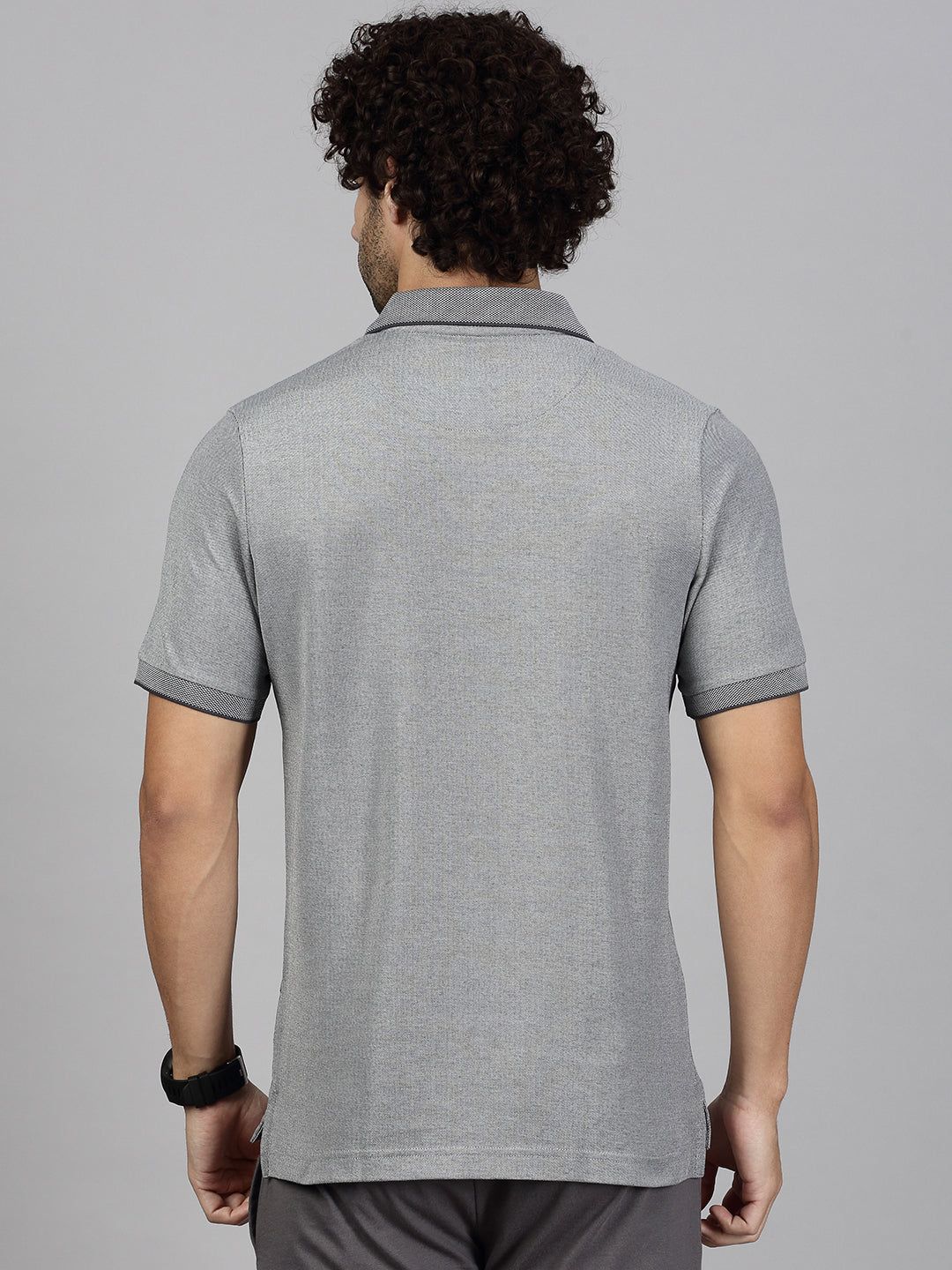 Men's Cotton Rich Pique Polo Heather Grey image 4