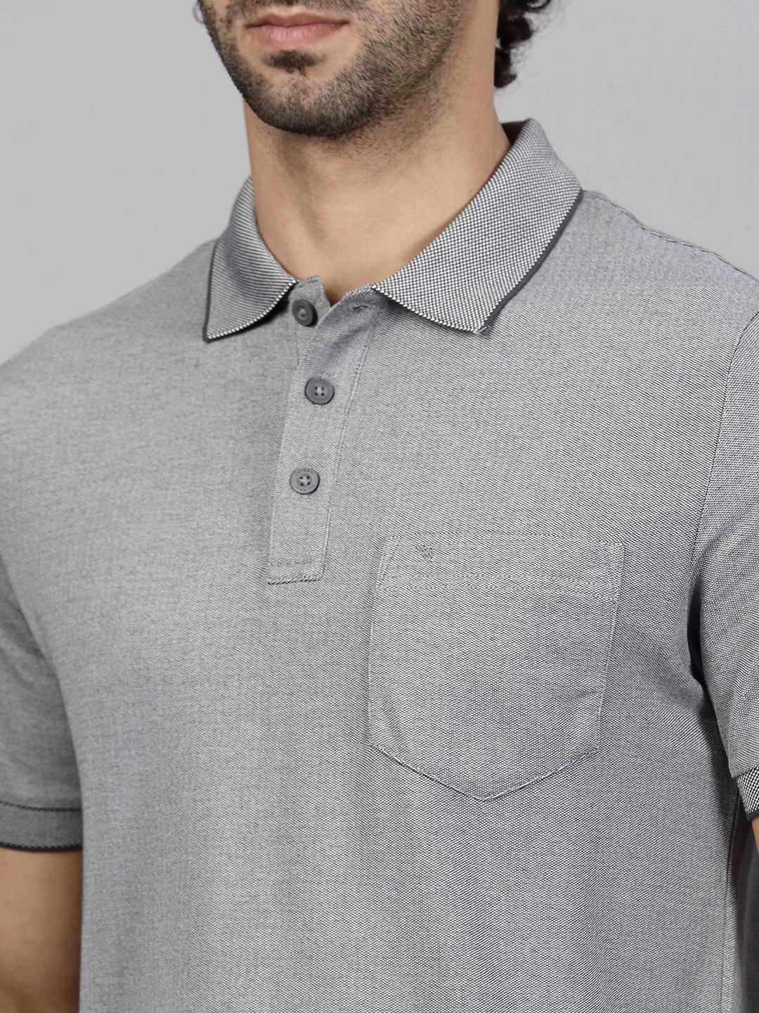 Men's Cotton Rich Pique Polo Heather Grey image 5