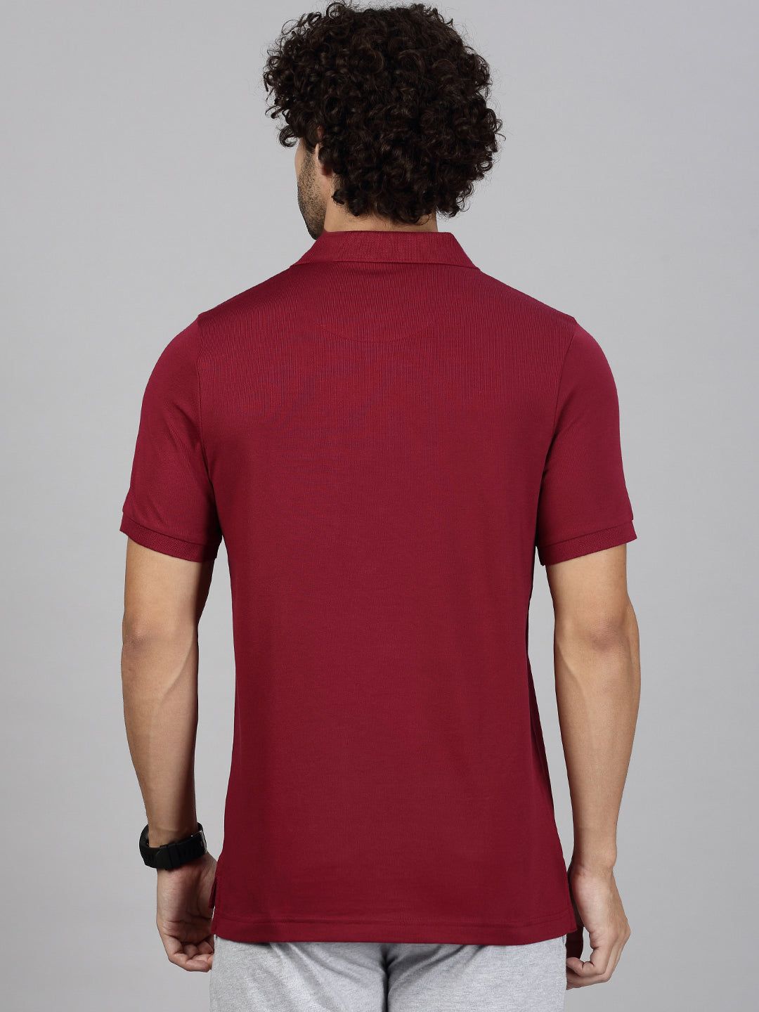 Men's Cotton Rich Pique Polo Maroon image 4