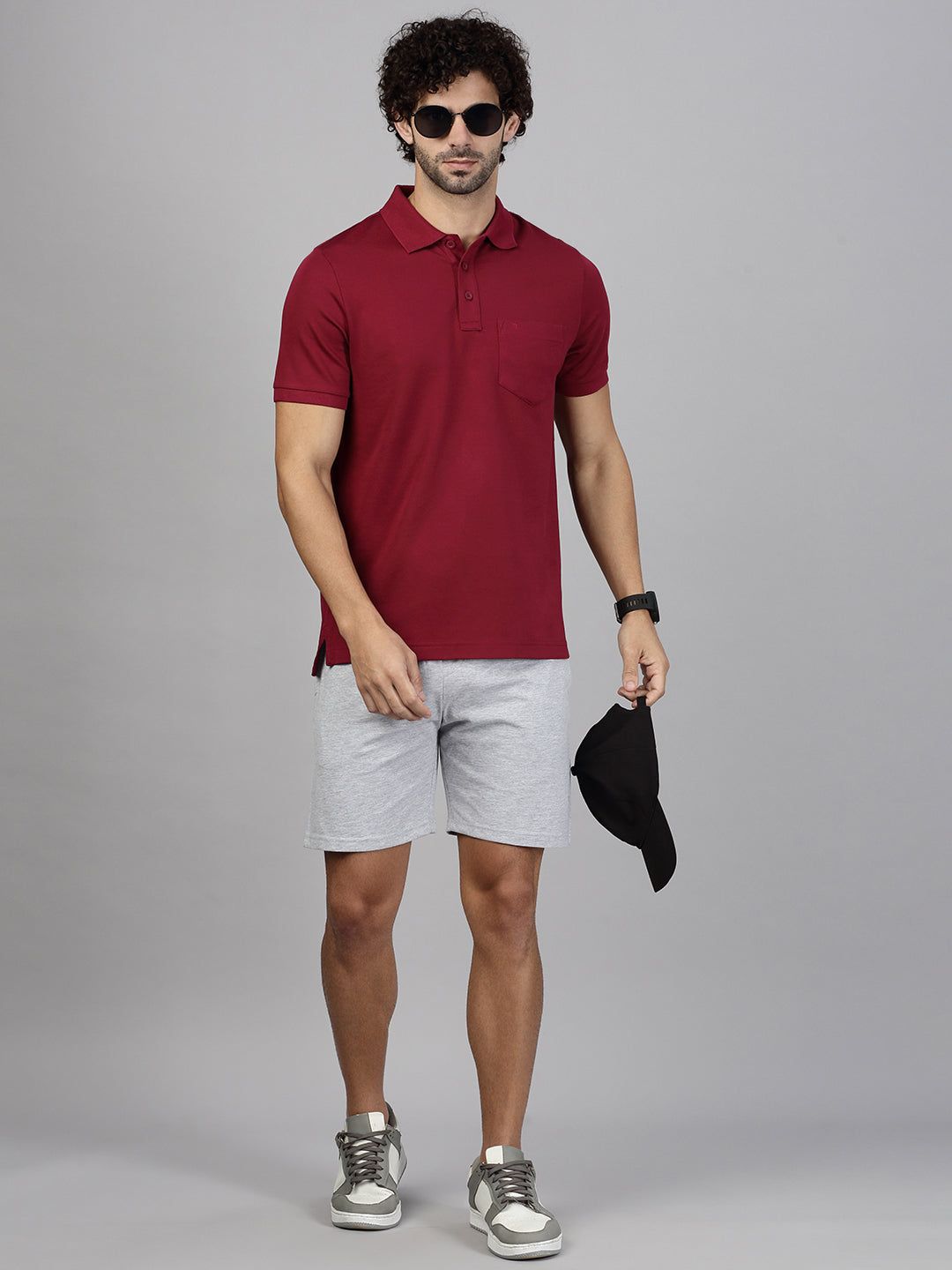 Men's Cotton Rich Pique Polo Maroon image 5