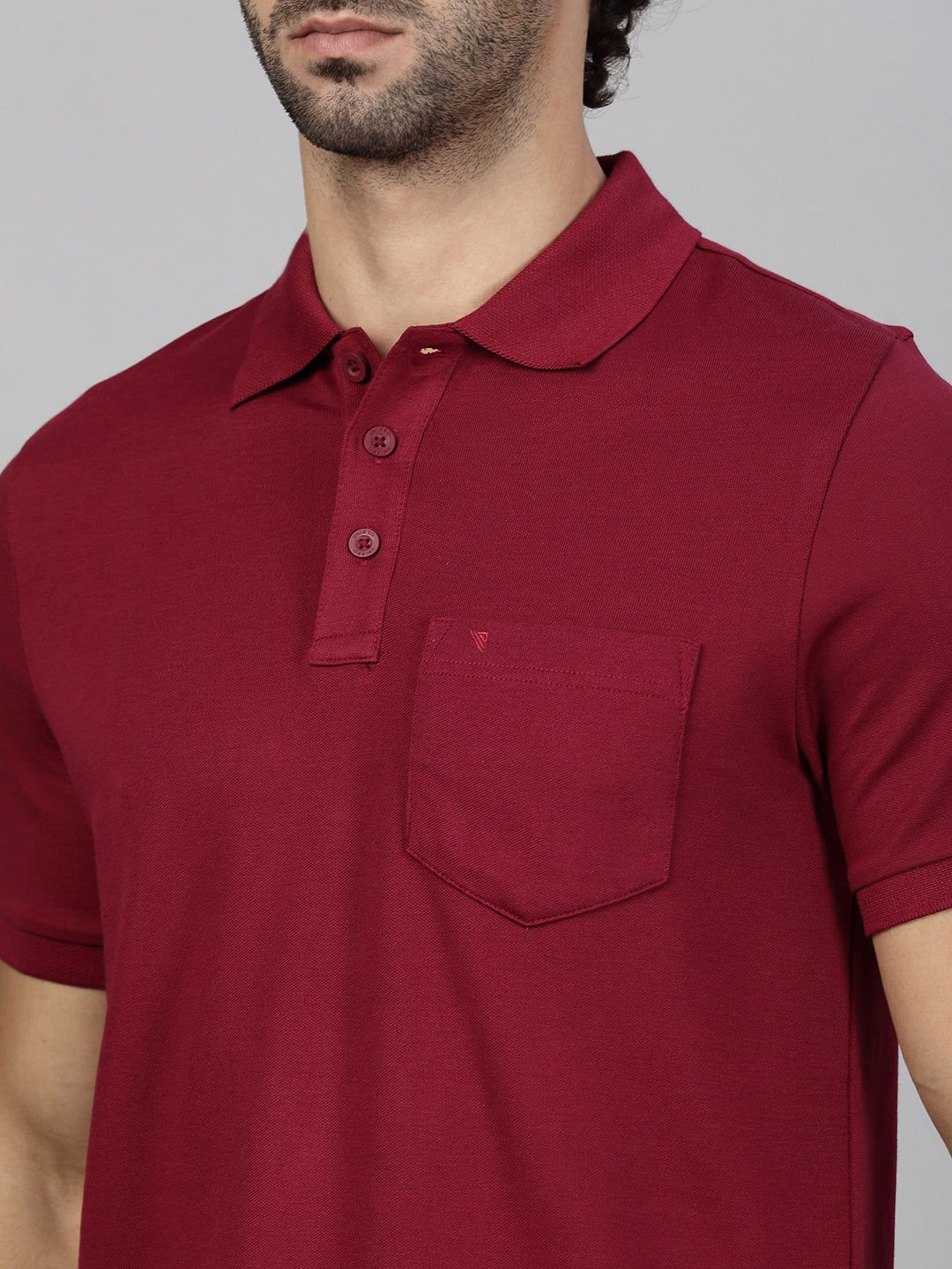 Men's Cotton Rich Pique Polo Maroon image 6