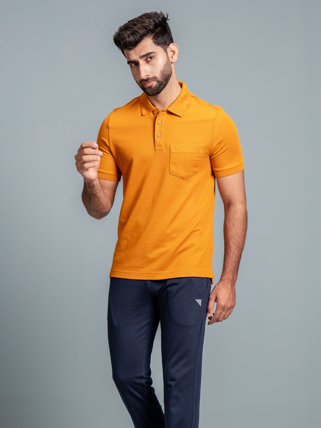 Men's Cotton Rich Pique Polo Mustard image 3