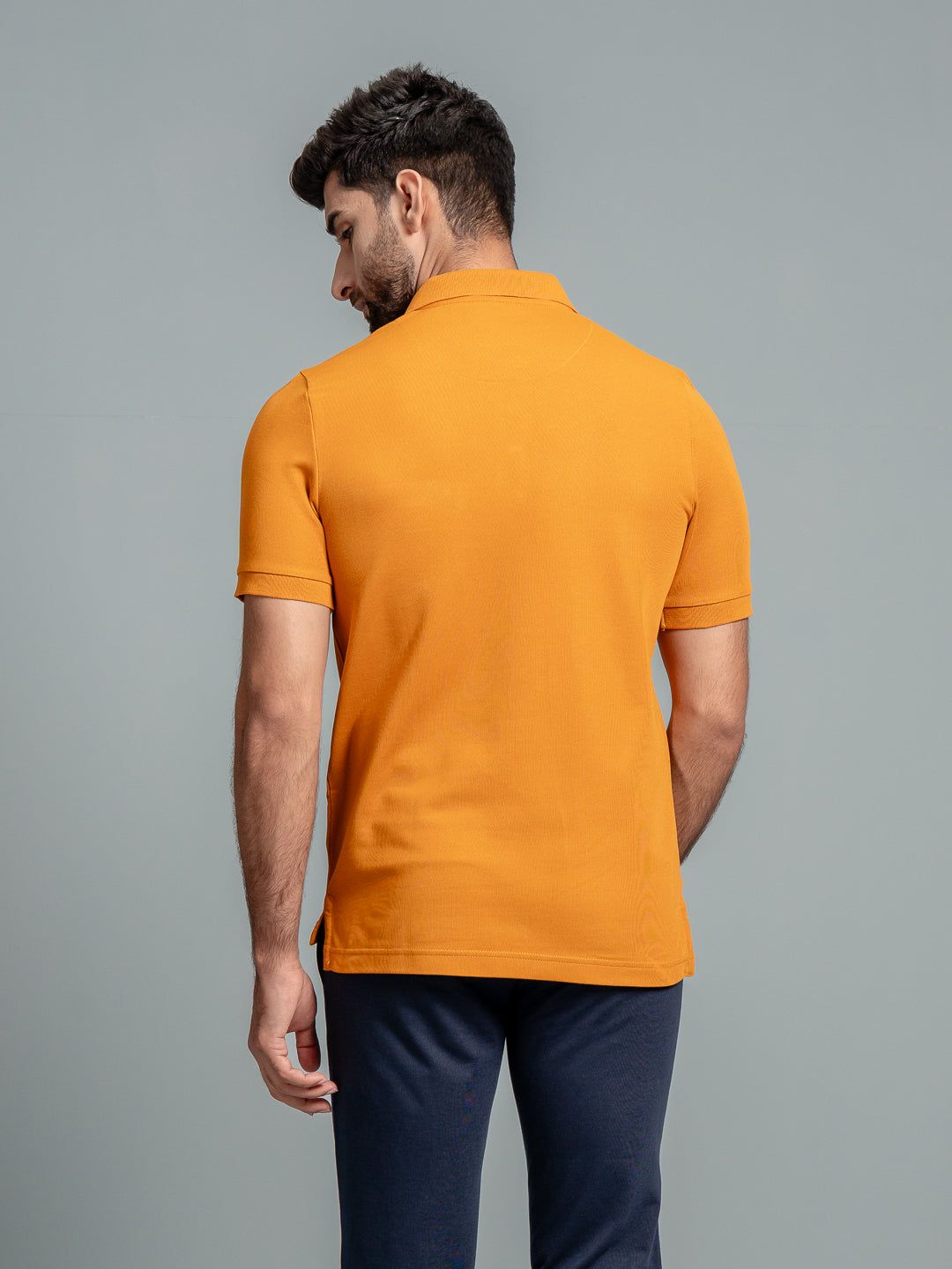 Men's Cotton Rich Pique Polo Mustard image 4