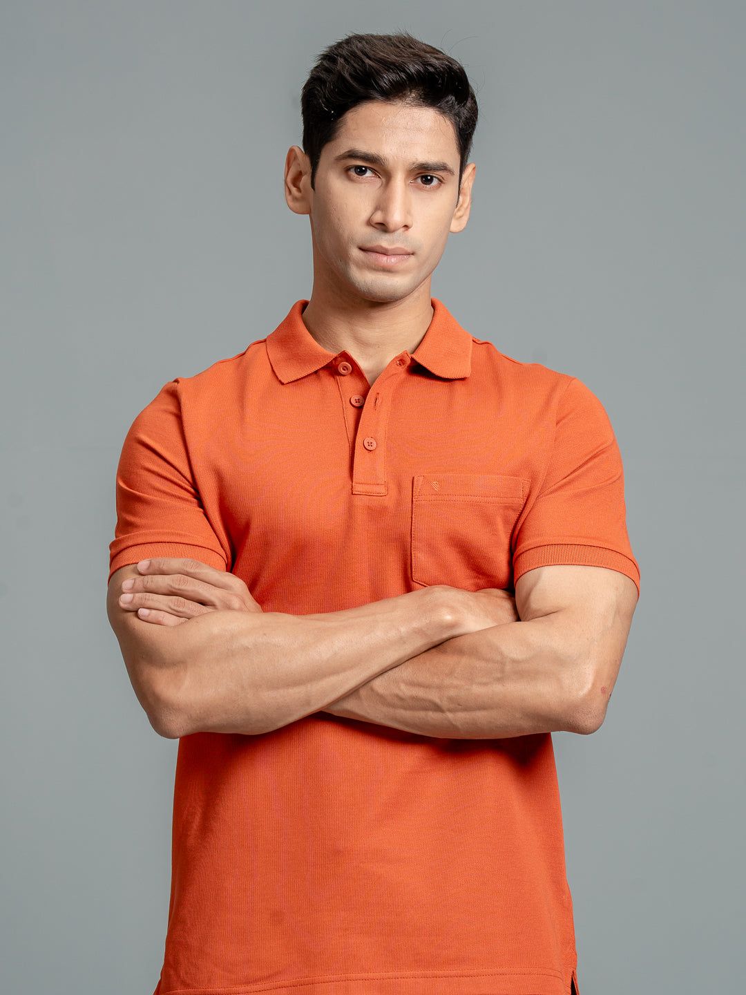 Men's Cotton Rich Pique Polo Burnt Orange image 2