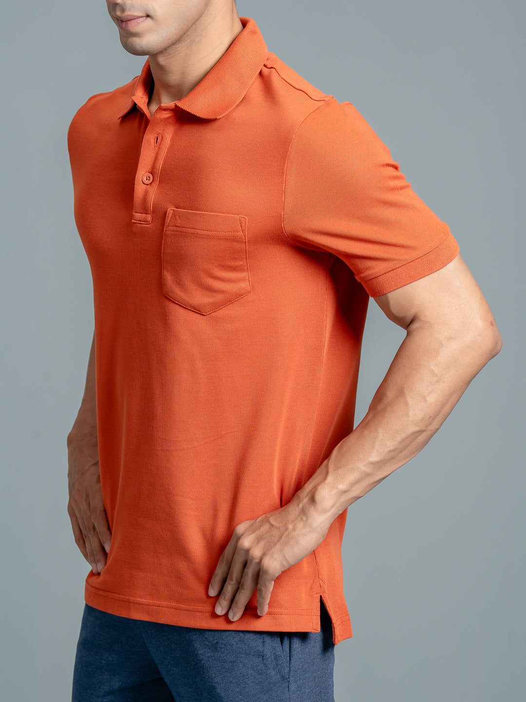 Men's Cotton Rich Pique Polo Burnt Orange image 3