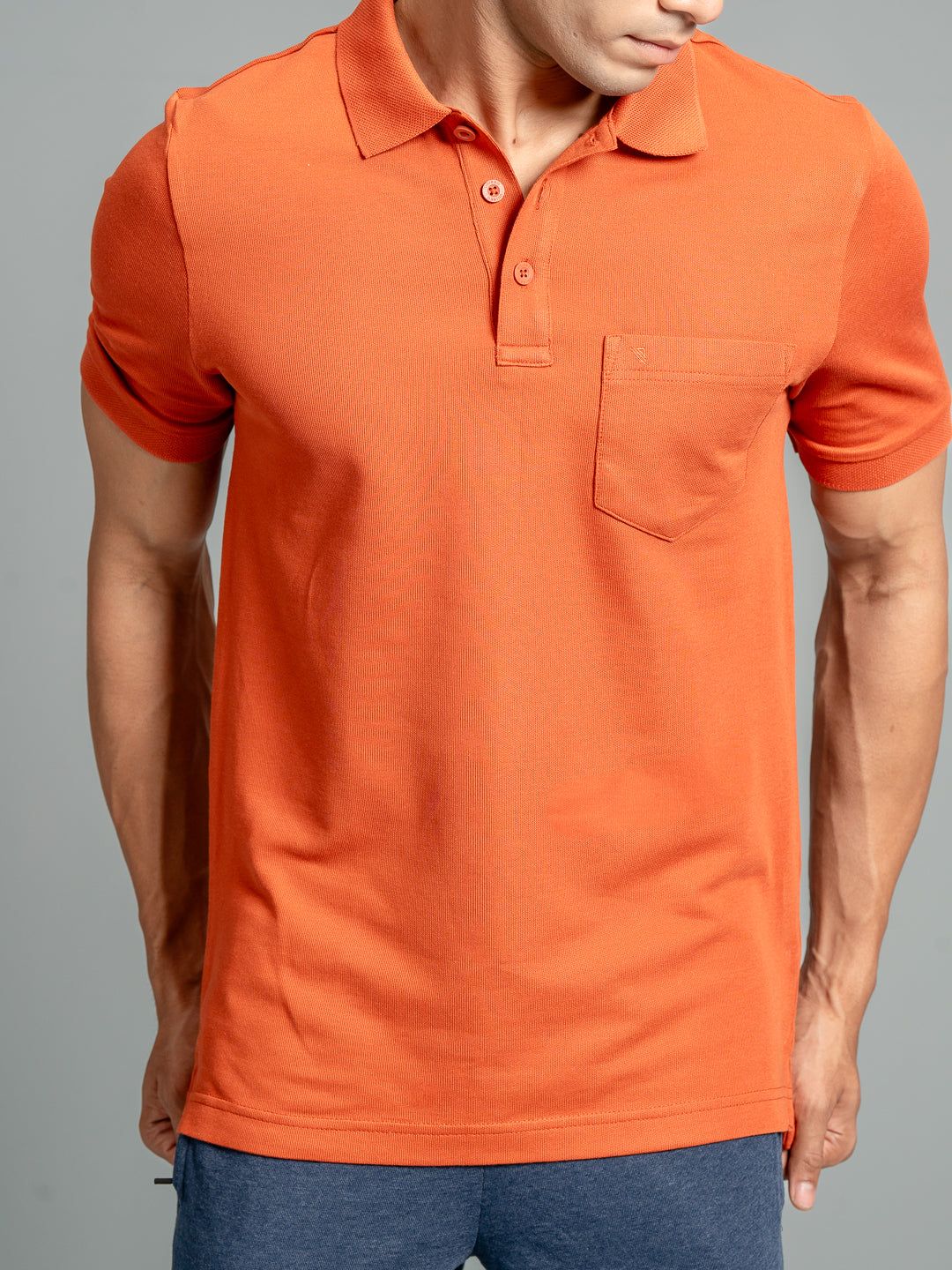 Men's Cotton Rich Pique Polo Burnt Orange image 4