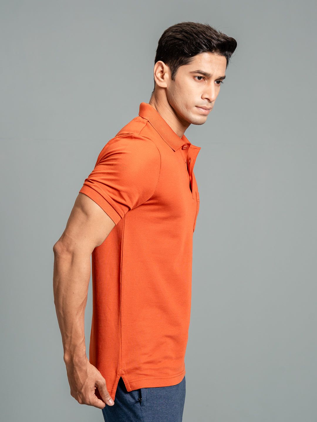 Men's Cotton Rich Pique Polo Burnt Orange image 6