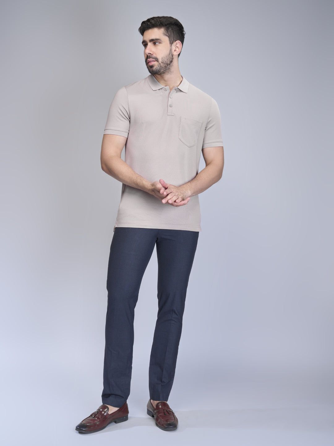 Men's Cotton Rich Pique Polo Silver Berry image 5