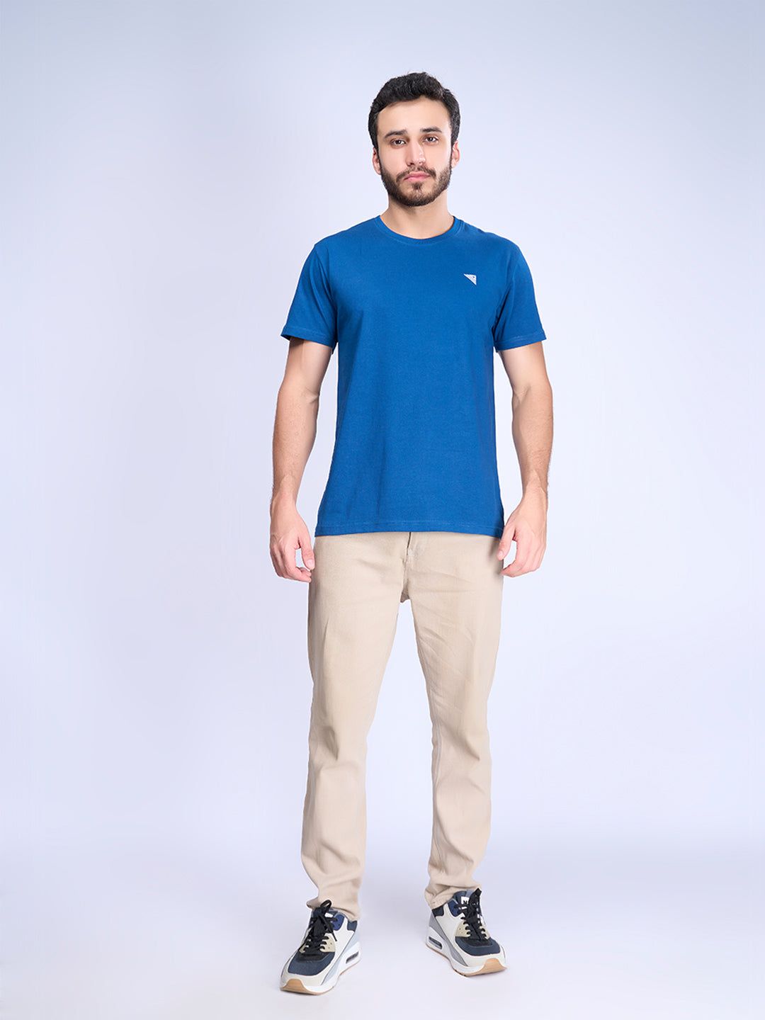 Men's 100% Cotton Crew Neck Petrol Blue image 3